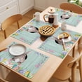 thumbnail image 5 of Easter Rabbit Tail Placemats Set&nbsp;of&nbsp;8 Spring Floral Watercolor Easter Eggs Grass Teal Wood Grain Heat Insulation Washable Place Mats, Non-Slip Table Mats for Dining Table Kitchen,13x19 Inch, 5 of 9