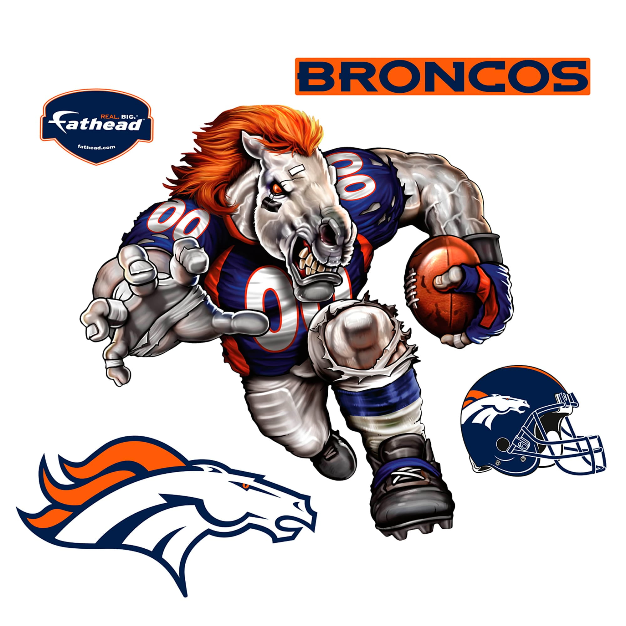 Denver Broncos Fathead Blistering Bronco 5Pack Removable Wall Decal