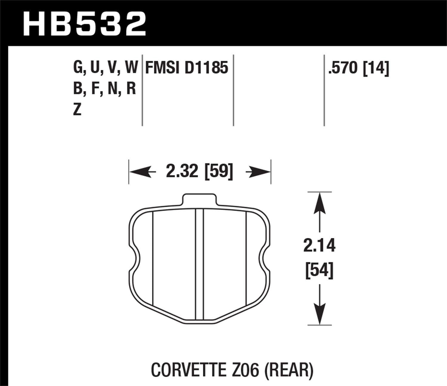 Hawk 06 13 Chevrolet Corvette Z06 Dtc 30 Race Rear Brake Pads