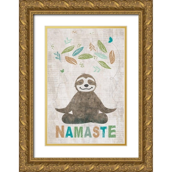 JMB Designs 13x18 Gold Ornate Wood Framed with Double Matting Museum Art Print Titled - Namaste