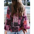 thumbnail image 4 of Qarigey Camisa de poliéster para mujer, cuello redondo, informal, lavable a mano, blusa bohemia, para interiores y exteriores, camisas Type2 NO2, 4 of 6
