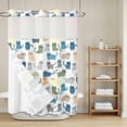 thumbnail image 6 of No Hook Shower Curtain with Snap in Liner, Cartoon Cat Seamless Waterproof Fabric Bathroom Curtain Mesh Top Window, Funny Animal on White Shower Curtains 60x72in, 6 of 9
