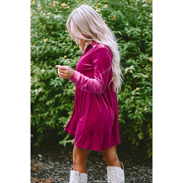 velvet button up dress Black Bow Mini - Event Dresses Measurements taken from size S Umgee Brown Velvet Button Up