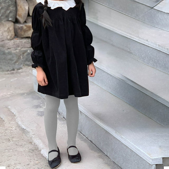 hengsof Girls Stripe Pattern Tights for 0-8 Years, Seamless Footed Stretch Leggings, Soft Comfortable Everyday Wear