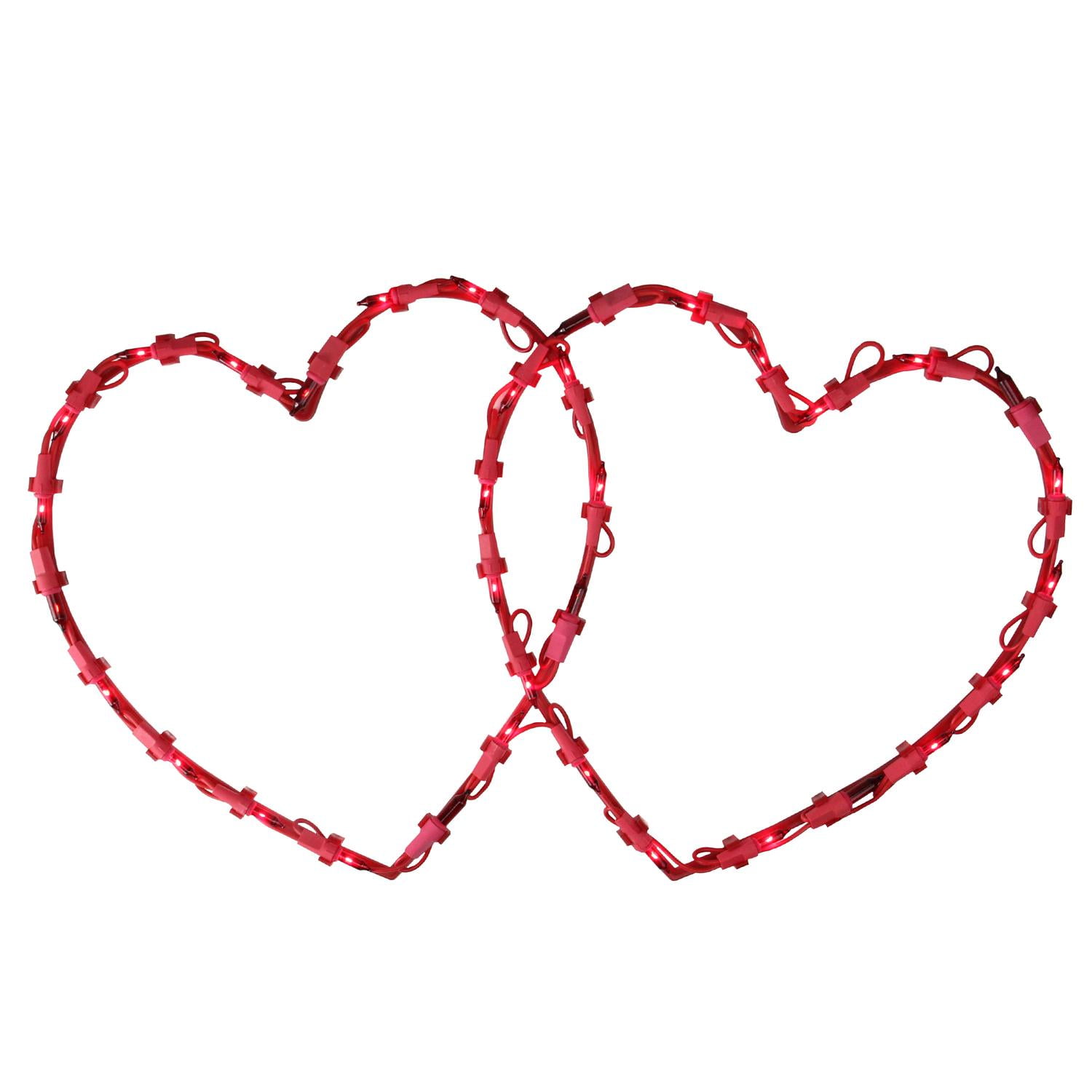 19" Lighted Valentine's Day Twinkling Double Heart Window Silhouette Decoration