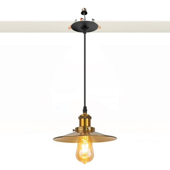 Kiven Can Lights Retrofit Recessed Lighting with E26 Power Outlet Adapter, 4/5 Inch Replacement Conversion Kit, Farmhouse Pendant Lighting for Hallway Kitchen Living Room,1 Light,Brass