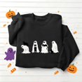 thumbnail image 4 of Wenini Women's Halloween Black Cats and Ghost Print Sweatshirt Long Sleeve Crew Neck Sweatshirt Casual Pullover Top, 4 of 7