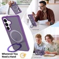 thumbnail image 3 of Asuwish Phone Case for Samsung Galaxy S26 5G Tempered Glass Screen Protector Magnetic Folding Stand Frosted Translucent Rugged Shockproof Protective Cell Cover S 26 26S 26 26S Women Men Deep Purple, 3 of 6