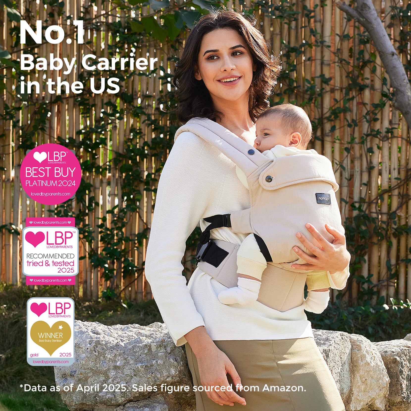 Momcozy Baby Carrier, Ergonomic Infant Carrier Backpack, Breathable Front Back Carrying Wrap Seat for Newborn Toddlers 7-44lbs, Khaki