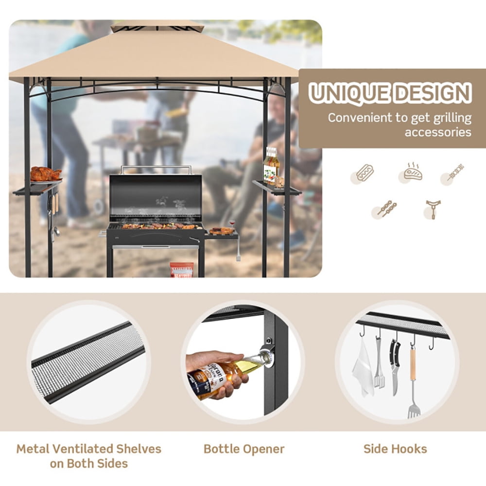 Aimee Lii 8 x 5 Feet 2-Tier BBQ Grill Gazebo Barbecue Canopy, Backyard Canopy Gazebo for Party Wedding Aimee Lii 8 x 5 Feet 2-Tier BBQ Grill Gazebo Barbecue Canopy, Backyard Canopy Gazebo for Party Wedding