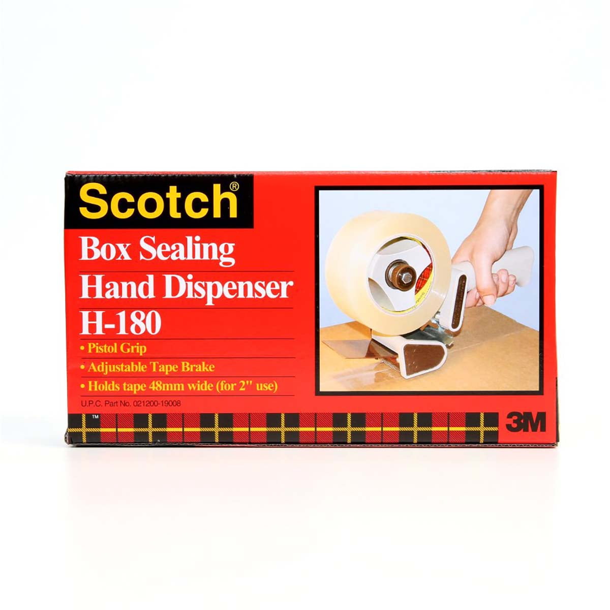 Scotch H180 Box Sealing Pistol Grip Tape Dispenser 3" Core Plastic/Metal Gray 