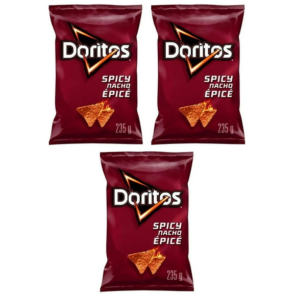 Doritos Spicy Nacho Flavored Tortilla Chips, 235g (3 Pack)