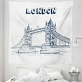thumbnail image 1 of London Tapestry, Tower Bridge in London British Architecture International Culture Illustration, Fabric Wall Hanging Decor for Bedroom Living Room Dorm, 5 Sizes, Black White, by Ambesonne, 1 of 1