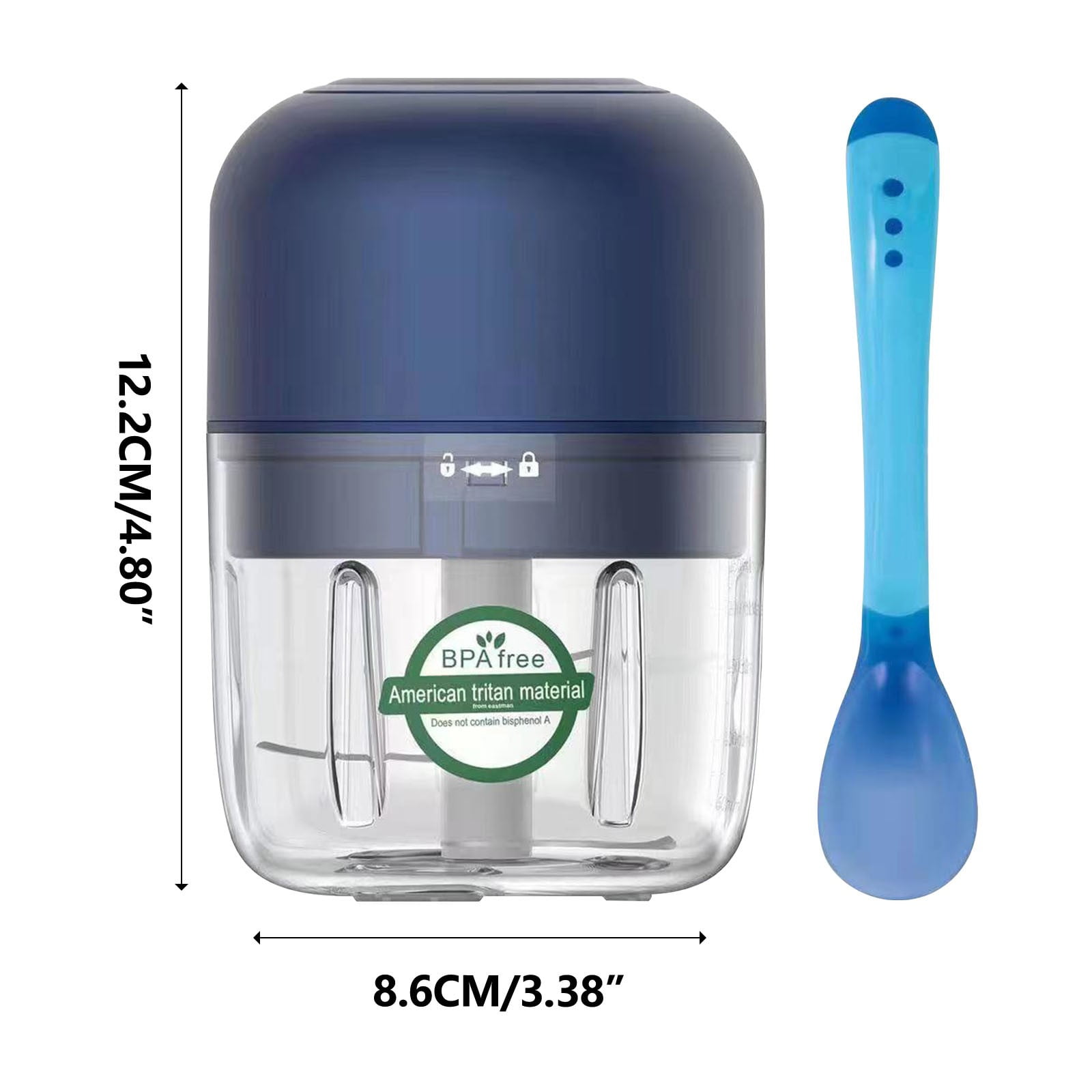 Xecvkr Rechargeable Mini Food Processor Garlic Herb Chopper Kids Food Blender Portable Compact Easy Clean Kitchen Tool for Home 1 Set Blue