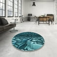 thumbnail image 4 of Ahgly Company Machine Washable Indoor Round Transitional Deep-Sea Blue Area Rugs, 4' Round, 4 of 7