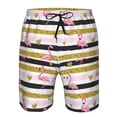 thumbnail image 4 of Kdxio Gold Glittering Hearts and Flamingos Pattern Mens Casual Shorts - Drawstring Summer Beach Sports Shorts for Men, 4 of 9