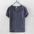 thumbnail image 4 of FASHOFT V Neck Bamboo Shirts for Men Ultra Soft Viscose Cotton T-Shirt Moisture Wicking Short Sleeve Casual Summer Tee Tops Dark Gray L, 4 of 6