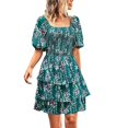 thumbnail image 1 of WILLBEST Robe Oneil Printemps et Automne Robe Décontractée Col Carré Jupe à Carreaux Mode Vacances Robe pour Femmes, 1 of 8