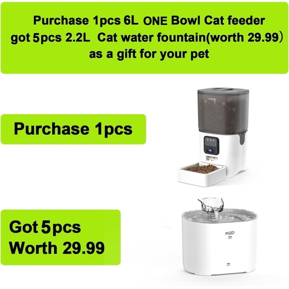 Automatic Cat Feeder 6L WiFi Smart Pet Food Dispenser with App Control, Alexa Compatible Timed Dog and Cat Feeder for Dry Food, 2.4G Remote Feeding with Voice Recording and Dual Power Supply