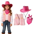 thumbnail image 5 of mgoYE Girls Outfit Western Cowboy Outfit Kids' Vest & Bandana Set with Hat(Pink,2-3 Years), 5 of 7