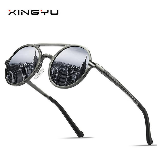 Subolong New 8576 Men's Polarized Sunglasses Retro Round Frame Fashion Sunglasses Aluminum Magnesium Glasses Driving Sunglasses Xy053