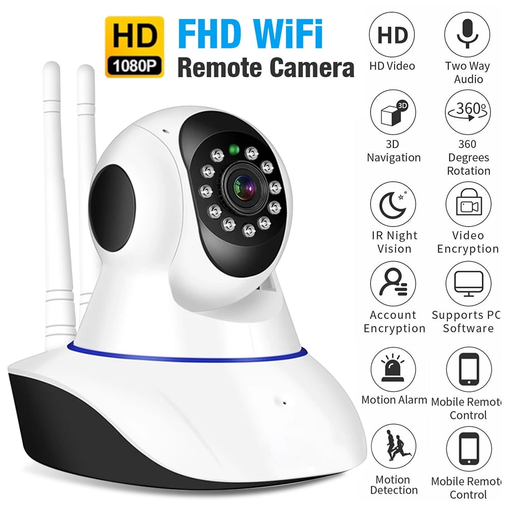HAPPYU HD WiFi IP Camera Home Monitor with Motion Detection/Two-Way Audio/Night Vision/Compatible with Alexa/16G SD Card Pre-Installed Indoor Security Surveillance Camera 1080P