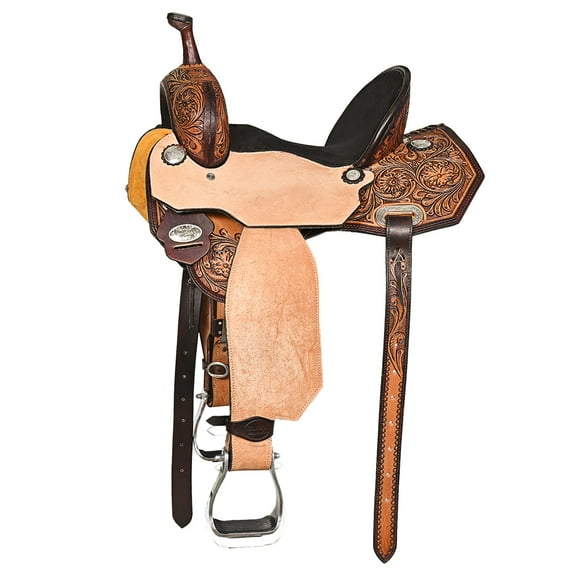 HILASON 15 In Western Horse Saddle American Leather Trail Barrel Brown