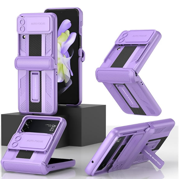 For Samsung Galaxy Z Flip4 5G Phone Case，Shockproof Luxury hinge protection Magnetic support Case，PC Lens protection Case Cover