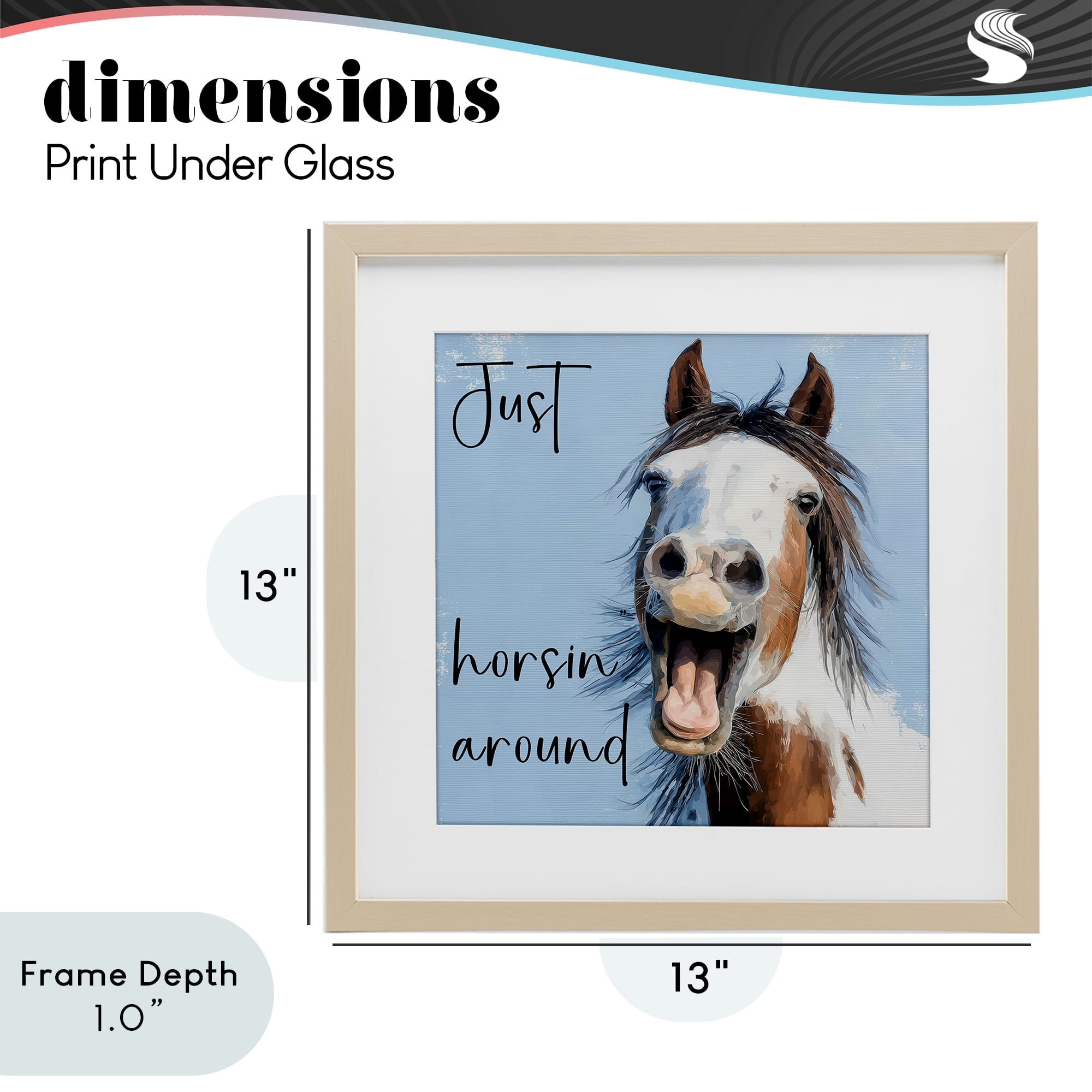 Stupell Industries Just Horsin' Around Birch Framed Print Under Glass, design by Kim Curinga
