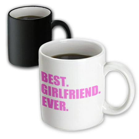 3dRose Pink Best Girlfriend Ever text anniversary valentines day gift for her, Magic Transforming Mug,
