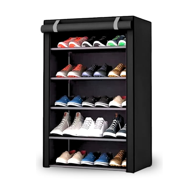 Zapatera de 5 Niveles Multifuncional | Estante para Zapatos | Almacenamiento de Calzado de Acero Inoxidable | Closet Organizador para Tenis | Tela Impermeable