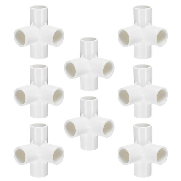 Uxcell Fitting 3/4" 4 Ways Connector Furniture Build Grade Pipe Coupling, White