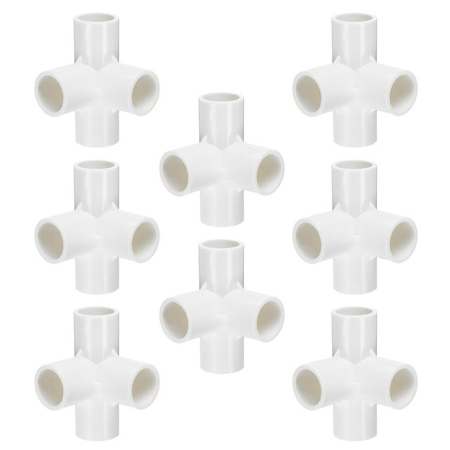Conector de 4 vías Uxcell de 3/4" para muebles, acoplamiento de tubería de grado de construcción, blanco