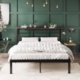 thumbnail image 2 of Amolife Full Size Metal Platform Vintage Bed Frame with Storage Headboard Shelf, Sandalwood Brown, 2 of 6