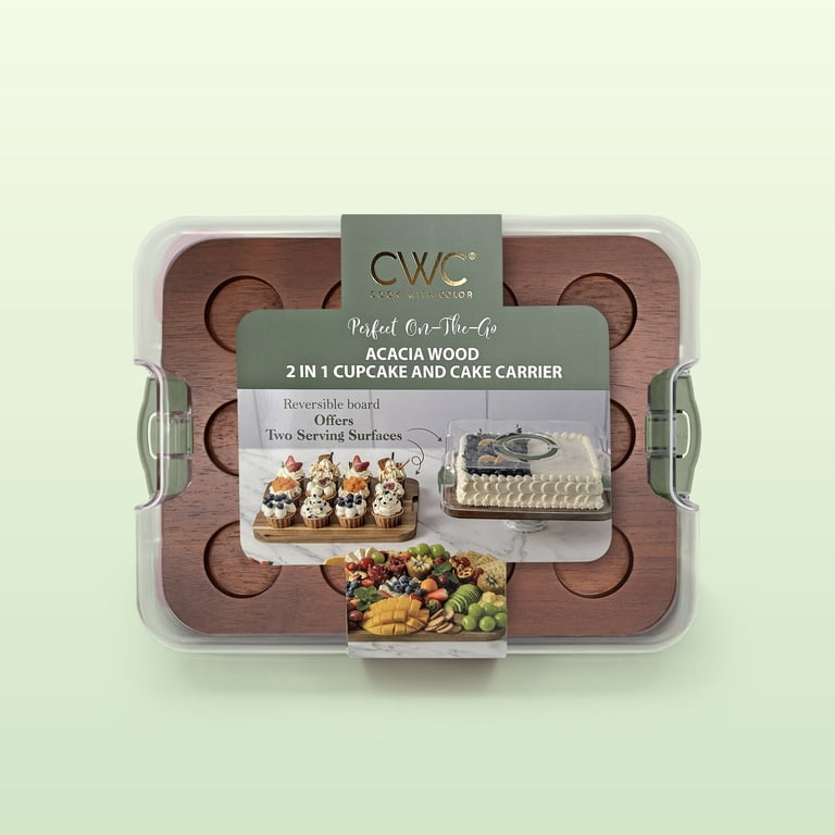 Cook with Color Acacia Wood Cake Carrier with Reversible Tray photo 7