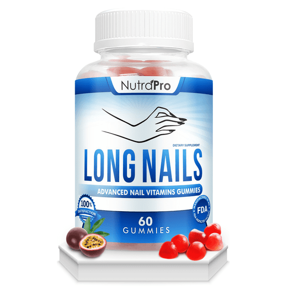 Nail Vitamins for Stronger Nails - Nail Growth Treatment and Strengthener Supplement Gummies by NutraPro.