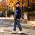 thumbnail image 5 of KAUOD Boys Fleece Quarter Zip Jacket Oversized Stand Collar Pullover Sweatshirts Kids Fall Solid Casual Long Sleeve Preppy Clothes, 5 of 6