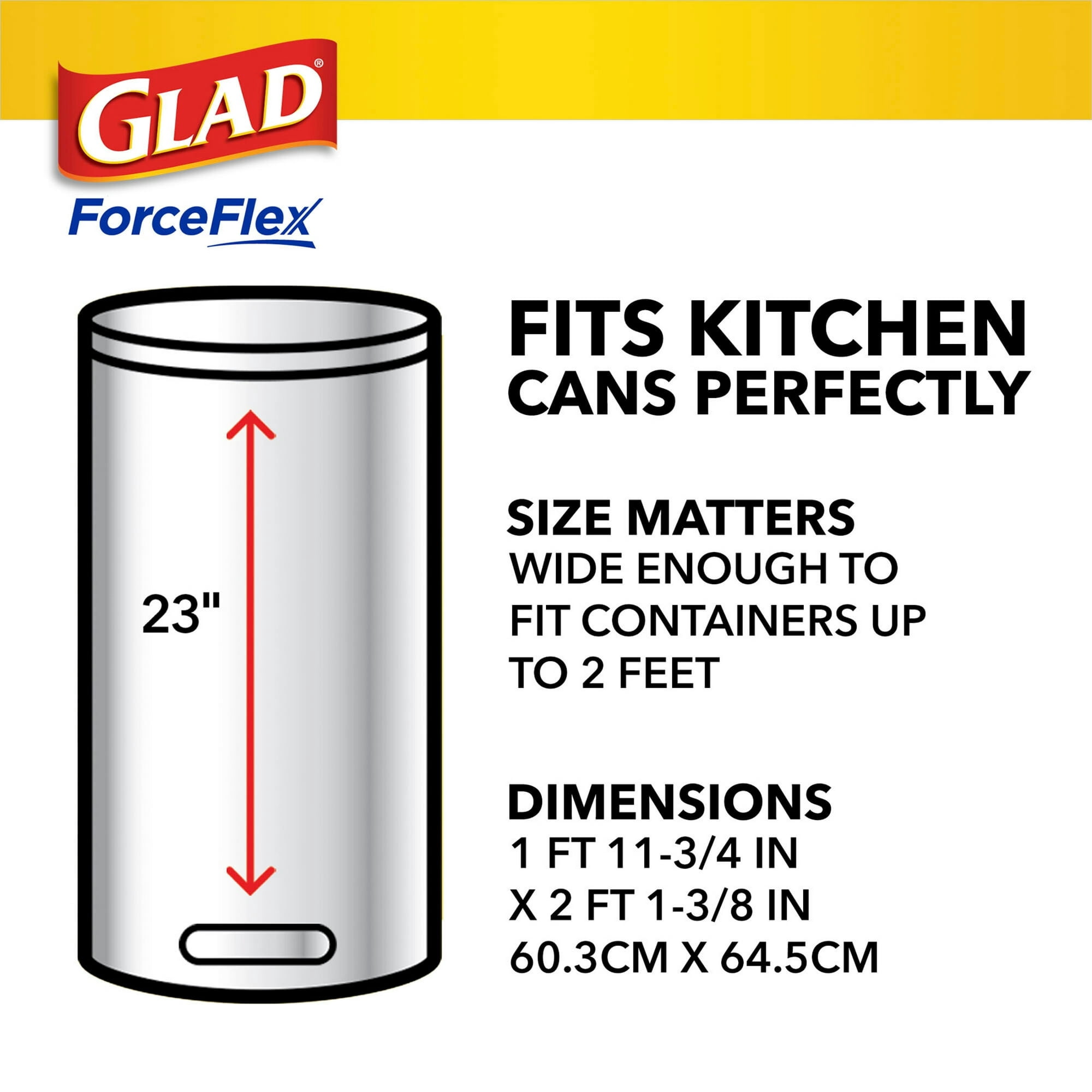 Glad ForceFlex Tall Kitchen Drawstring Trash Bags, 13 Gallon, Fragrance Free, 110 Count ( 2 Pack )