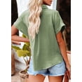 thumbnail image 4 of Asyoly Womens Tops Casual Solid  V Neck Button Down Shirts for Women Basic Short Sleeve Blouse, 4 of 5