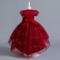 thumbnail image 4 of Girl Ruffle Tiered Tutu Gown Short Sleeve Embroidery Lace Princess Dresses with Big Bowknot Party Ball Tulle Pageant Gowns for Wedding, Birthday - 4-12T, 4 of 4