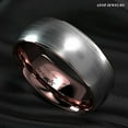 thumbnail image 3 of Tungsten Rings for Men Wedding Bands for Him Womens Wedding Bands for Her 8mm Silver Brushed Rose Gold Inlay, 3 of 6