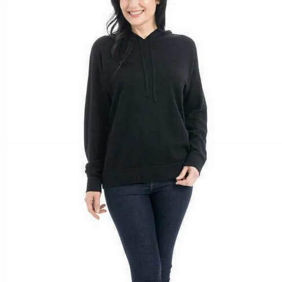 Hilary Radley Ladies' Cozy Sweater Hoodie (Black, XS)