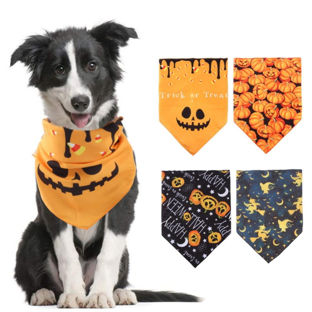 Halloween Pumpkins Bats Ghosts Trick or treat Dog bandana over the collar slip on