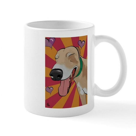 CafePress - Love Greyhound Mug - 11 oz Ceramic Mug - Novelty Coffee Tea Cup