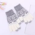 thumbnail image 4 of Xfvqtps Womens Touchscreen Gloves Snowflake Pattern Knitting Touchscreen Thickened Windproof Warm Winter Mittens Gray, 4 of 4