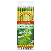 Ticonderoga Pencils, Wood-Cased, Pre-Sharpened, #2 HB Soft, Yellow, 18 Count