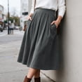 thumbnail image 3 of yillto Womens Corduroy Skirts Pleated High Waist Flowy Loose Fall Winter Long Skirt with Pockets S-XXXL, 3 of 7