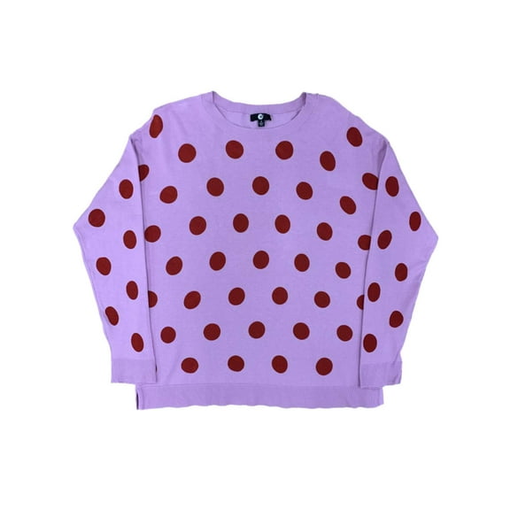 Womens Pink Lavender & Red Polka Dot Lightweight Sweater Shirt Top Small