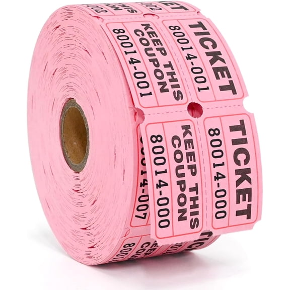 100PCS Raffle Tickets, Consecutively Numbered Tickets, Ticket Ride Movie Tickets Rewards Raffle Ticket for Entry, Class Reward, Fundraiser, Festival Event, Party Door, Prize Drawing(Pink)