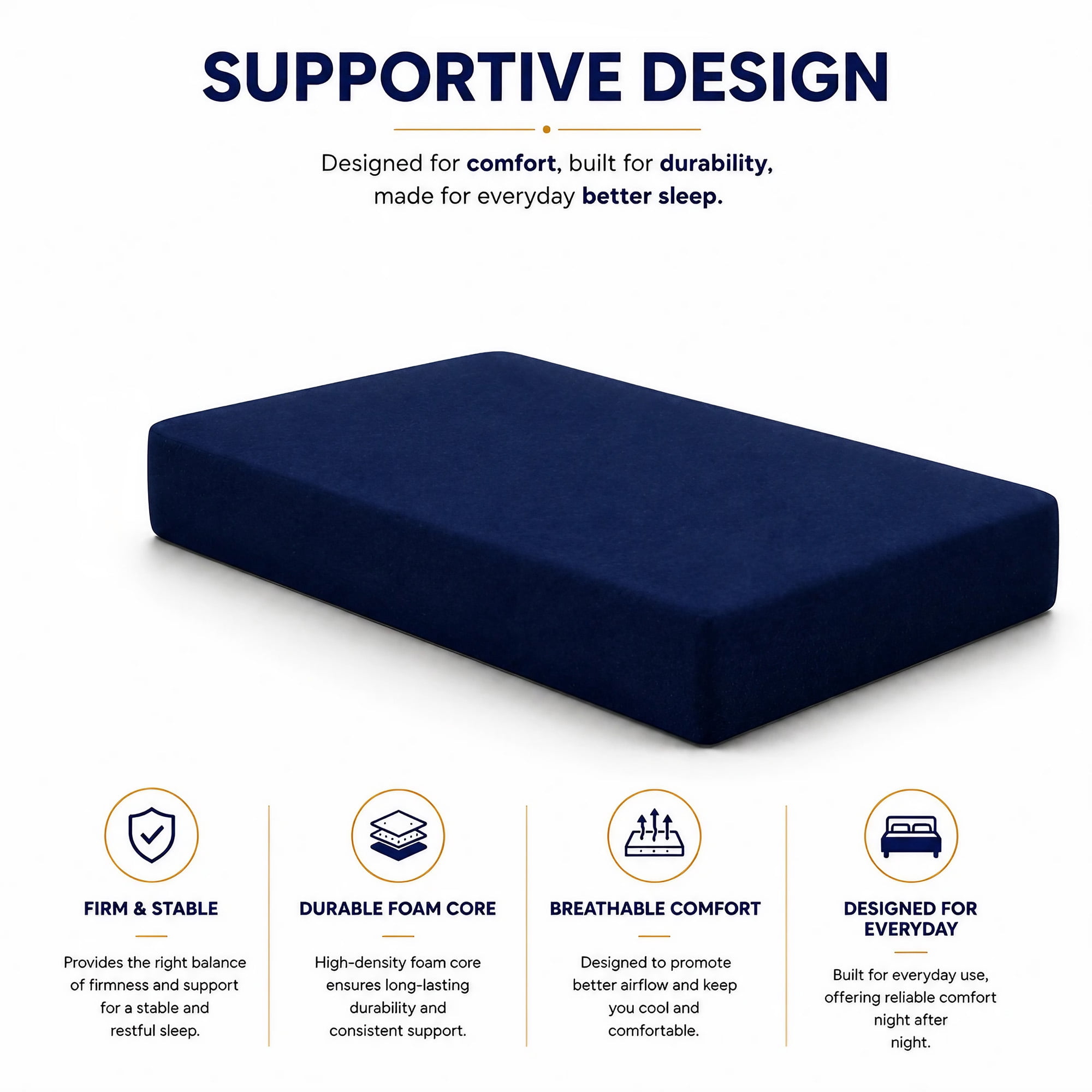 Continental Sleep, 9-Inch Medium Firm Water Resistance Nylon Vinyl Foam Mattress, Noiseless, Soft Cloud Feeling, Body Heat Reflection, Good for Hospital and Camp, Twin, Blue